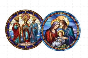 Alternative view of Stained Glass Nativity Christmas Clipart