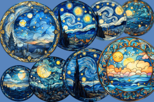 Alternative view of Starry Night Sky Stained Glass