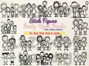 Stick Figure Family Clipart Bundle
