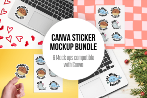 Sticker Mockup | 6 Sticker Mockups