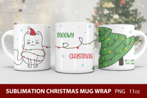 Sublimation Christmas Mug Wrap with Cat