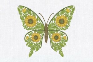 Summer Butterfly Sunflower Floral Wings
