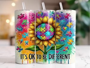 Sunflower Autism Awareness Tumbler Wrap