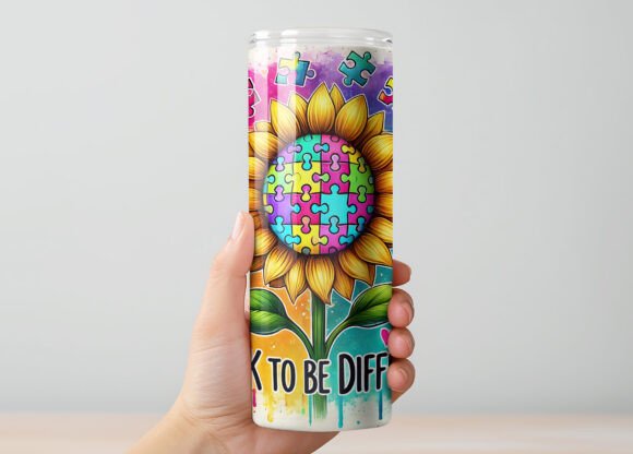 Sunflower Autism Awareness Tumbler Wrap - Image 2