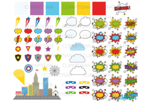 Alternative view of Superhero Comic Book Clipart