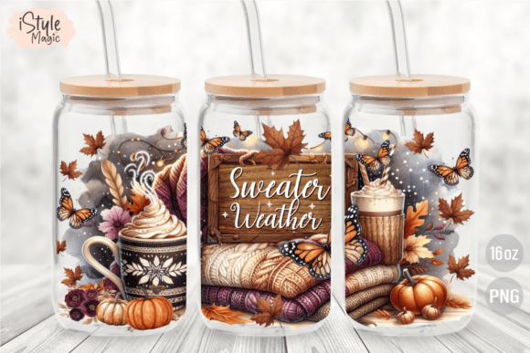 Sweater Weather Fall 16oz Glass Can Wrap - Image 2