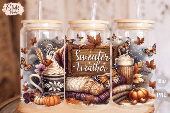 Sweater Weather Fall 16oz Glass Can Wrap - Image 3