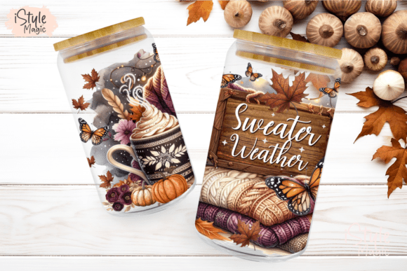Sweater Weather Fall 16oz Glass Can Wrap - Image 4