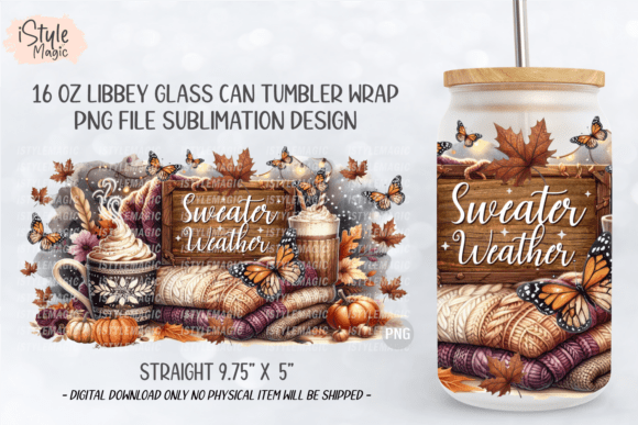 Sweater Weather Fall 16oz Glass Can Wrap - Image 5