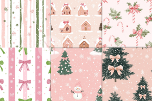 Alternative view of Sweet Pink Christmas Digital Paper