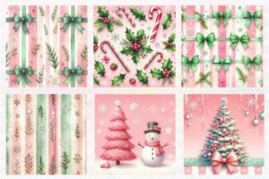 Alternative view of Sweet Pink Christmas Digital Paper