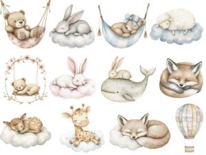 Alternative view of Sweet Dreams Sign,Sleepy Animals Cliparе