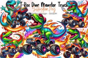 T-Rex Dinosaur Monster Truck Sublimation