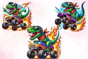 Alternative view of T-Rex Dinosaur Monster Truck Sublimation