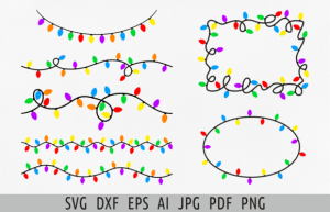 Tangled Christmas Lights Svg Border Svg