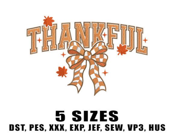 Thankful Bow Embroidery Design