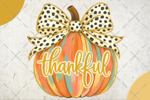 Thankful Coquette Pumpkin Halloween PNG