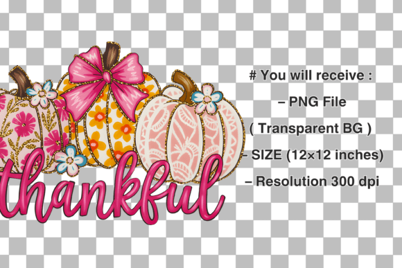 Thankful, Thanksgiving, Fall Pumpkin PNG - Image 2