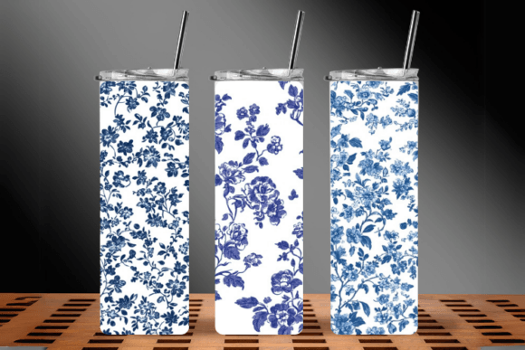 Tiny Blue French Toile Floral Pattern - Image 4