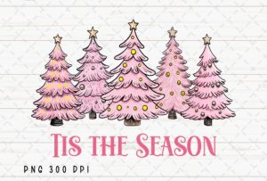 Tis the Season Pink Christmas Tree PNG