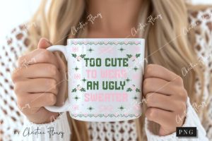 Alternative view of Too Cute Ugly Christmas Sweater PNG