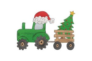 Tractor with Christmas Tree