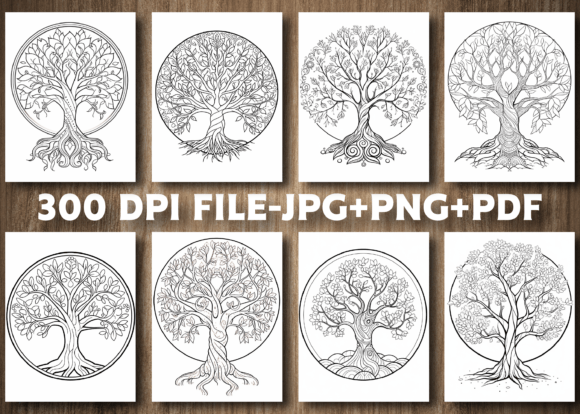 Tree Mandala Coloring Pages - KDP - Image 3