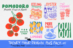 Trendy Hand Drawn PNG Bundle 1