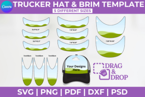 Alternative view of Trucker Hat Brim Template Bundle