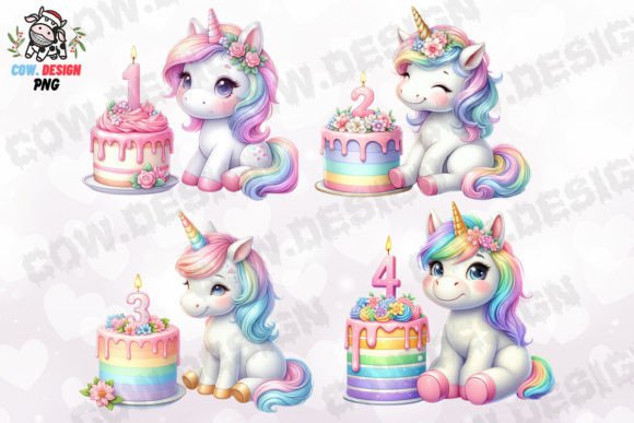 Alternative view of Unicorn Birthday Sublimation Clipart PNG