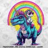 Unicorn Riding Dinosaur Rainbow