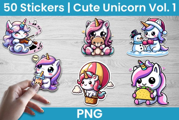 Unicorn Sticker Bundle | 50 PNG Stickers