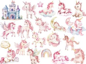 Alternative view of Unicorn Watercolor Clipart, Unicorn PNG