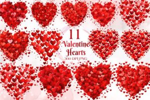 Valentine Hearts in Heart Shape Clipart