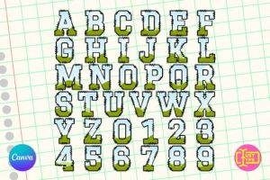 Alternative view of Varsity Doodle Alphabet Canva Frame