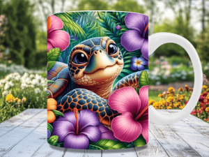 Vibrant Turtle & Tropical Mug Wrap