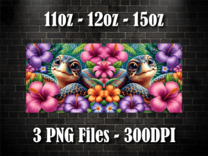 Alternative view of Vibrant Turtle & Tropical Mug Wrap