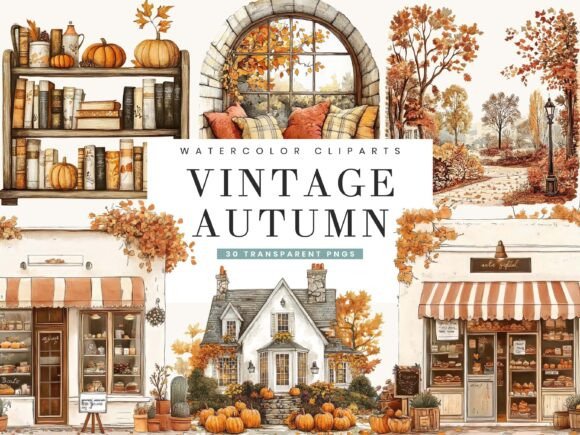 Vintage Autumn Clipart Bundle
