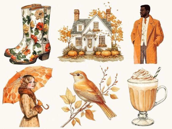 Vintage Autumn Clipart Bundle - Image 3