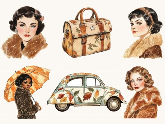 Vintage Autumn Clipart Bundle - Image 4