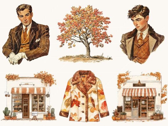 Vintage Autumn Clipart Bundle - Image 5