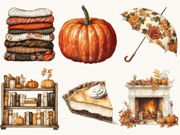 Vintage Autumn Clipart Bundle - Image 6