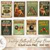 Vintage Billiards Signs Bundle PNG