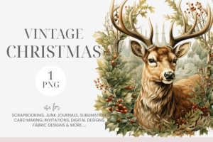 Vintage Christmas Deer Clipart