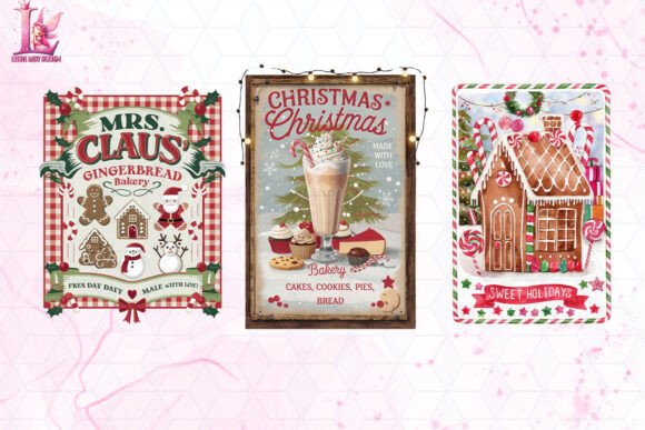 Vintage Christmas Farmhouse Sign Clipart - Image 2