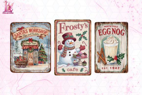 Vintage Christmas Farmhouse Sign Clipart - Image 4