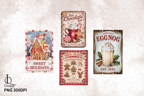 Vintage Christmas Farmhouse Sign Clipart - Image 3