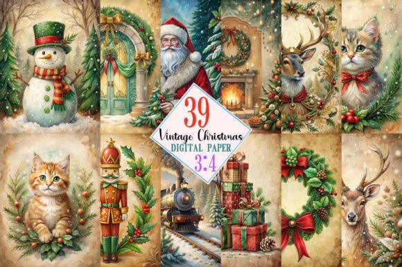 Vintage Christmas Junk Journal Pages 1