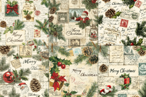 Alternative view of Vintage Christmas Letter Digital Paper