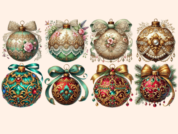 Vintage Christmas Ornaments Clipart P1 - Image 3